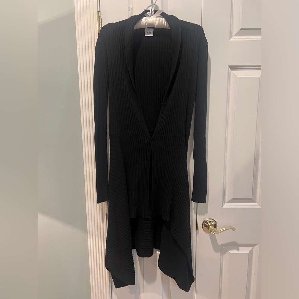 Cabi Hi-Lo Long Black Sweater Size Medium 60% Cotton 40% Acrylic
